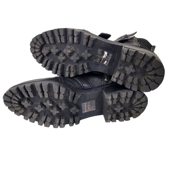 Dolce Vita Black Leather Combat Boots With Buckle Straps & Side Zipper Rugged Lu - Picture 6 of 8